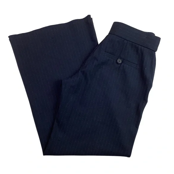 NWOT SPANX Navy Pinstripe High Rise Wide Leg Dress Pant